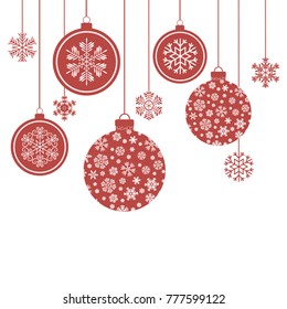 Set of festive balls and snowflakes. Vector illustration of Christmas balls and snowflakes.