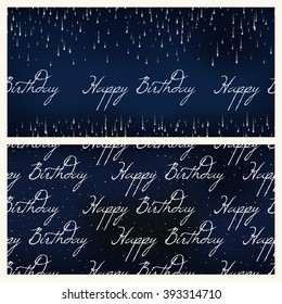 set of festive birthday firework seamless pattern bursting in various shapes sparkling on black background vector