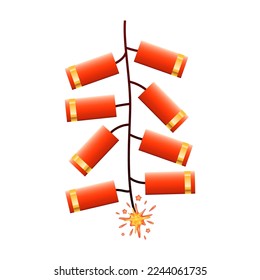 Set of festive Chinese New Year firecrackers 3d realistic icon vector design illustrator for lunar festive