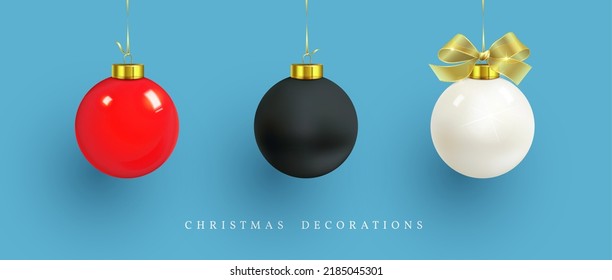 A set of festive Christmas balls of different colors