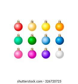 Set of festive Christmas decorations for the Christmas tree. Isolated objects, vector, illustration
