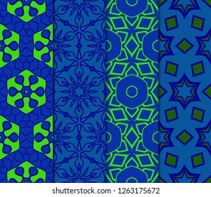 Set of Festive Colorful Seamless Geometric Pattern. Vector Illustration. For Print Fashion