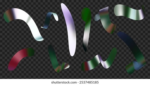 Conjunto de confeti festivo. Fabricado en lámina de diferentes colores. Ilustración vectorial.