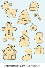 Set of festive cookies. Vector