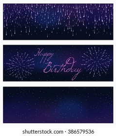 set of festive firework bursting in various shapes sparkling on black background abstract vector isolated illustration