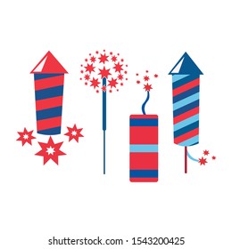
Set of festive fireworks. Attributes Vector image on a white background.
