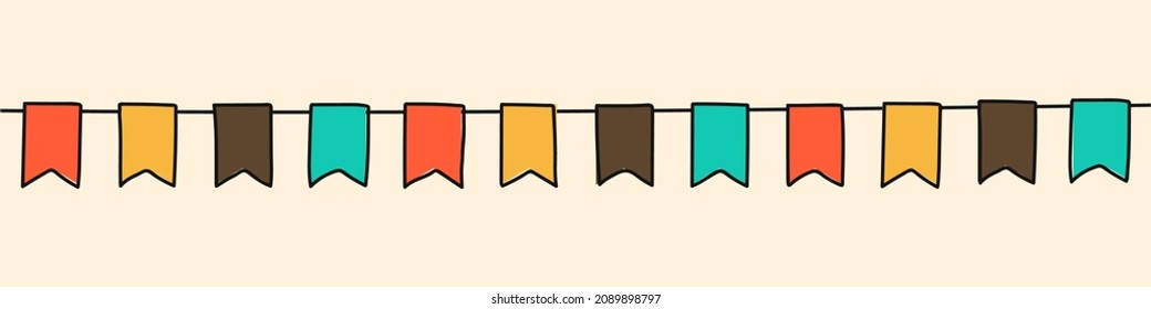 Set of festive flags. Decorative flags. Decoration for festival, birthday or other holidays. Vector illustration
