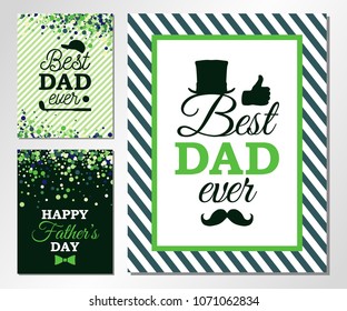 Set of festive gift cards to the Fathers Day. Vector illustration. All isolated and layered