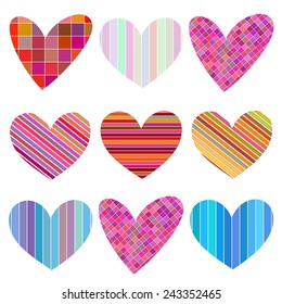 Set of festive hearts of different colors