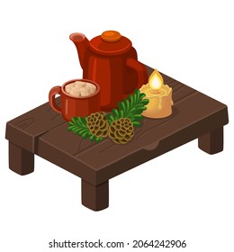 Set of festive items on the table. Beautiful vector illustration.