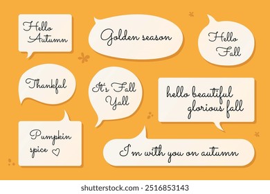 A set of festive phrases for the autumn mood. Fall, pumpkin, Thanksgiving.