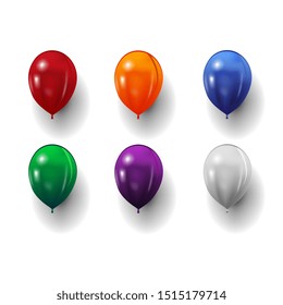 Set of festive realistic balloons isolated on white background