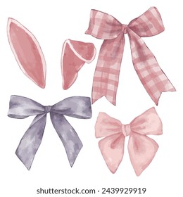 Set of festive ribbon bows