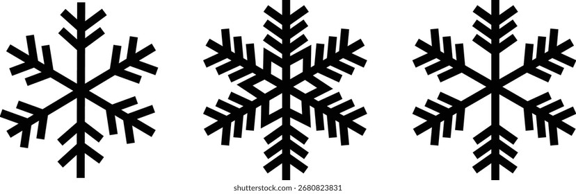 set of a festive snowflake illustration on a white background