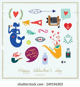 Set of festive vector signs. Vector illustration card.