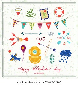 Set of festive vector signs. Vector illustration card.