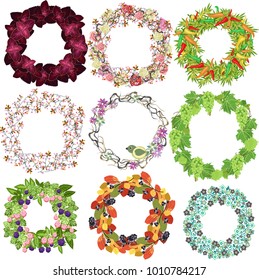 set of festive wreaths