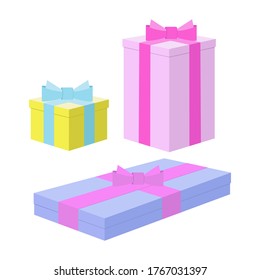 A set of festively decorated boxes of three items.