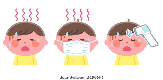 Set of a feverishly sick boy. No contour line
