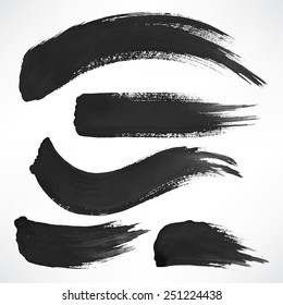 Set with a few black watercolor brush strokes