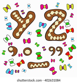 set of few isolated cookie-letters with decoration on colorful background. separate layers, you can change any color very simple ( letter,color of icing, color of decoration of background)