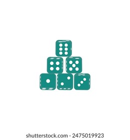 Set of a few simple game dice, central one showing number six design eps 10