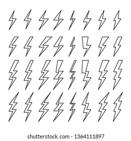 set of a few types thunder lightning flash bolt