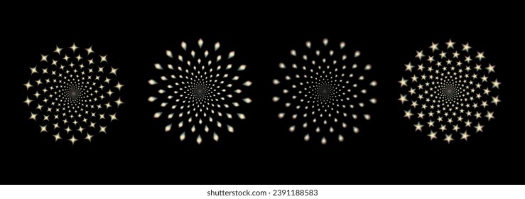 Set Fibonacci gradient blurred Ratio Spiral Vector Pattern