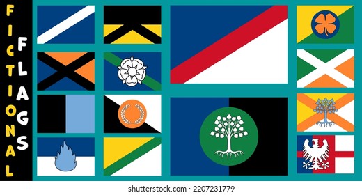 Set of Fictional Flags. World Fantasy Flags Set for fiction. Fictional flags Set