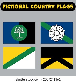 Set of Fictional Flags. World Fantasy Flags Set for fiction. Fictional flags Set