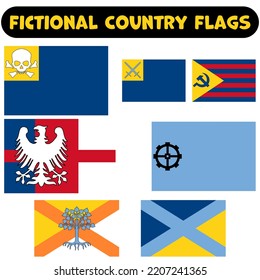 Set of Fictional Flags. World Fantasy Flags Set for fiction. Fictional flags Set