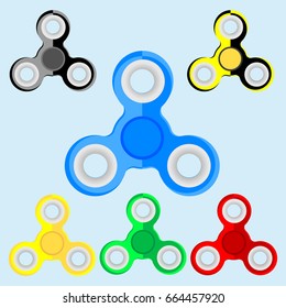 Set of fidget spinners of different colors most popular toys for