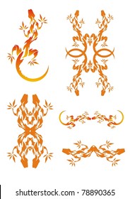 Set of fiery lizards