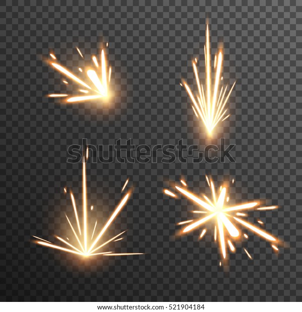 Set of fiery sparks on transparent background. Glow\
special effect. EPS 10.