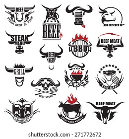 set of fifteen beef meat icons