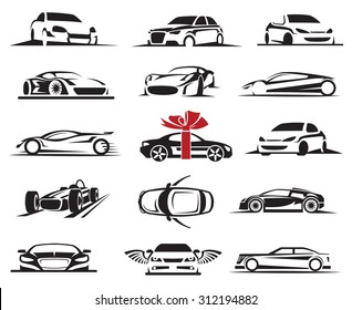 set of fifteen car icons