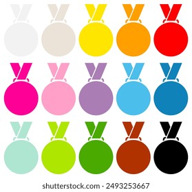 Set Of Fifteen Graphic Medals Colorful