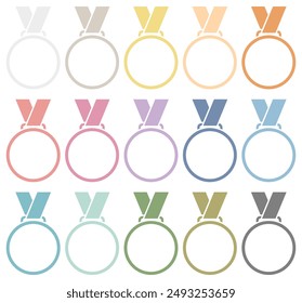 Set Of Fifteen Graphic Medals Frame Retro Colors