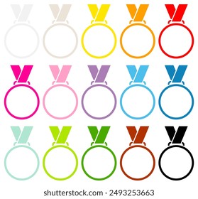 Set Of Fifteen Graphic Medals Frame Colorful