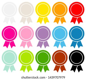 Set Of Fifteen Round Award Badges Filled Graphic Color