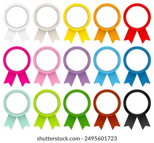 Set Of Fifteen Round Three-dimensional Medals With Ribbon Colorful