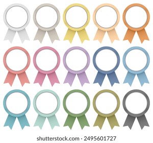 Set Of Fifteen Round Three-dimensional Medals With Ribbon Retro Colors