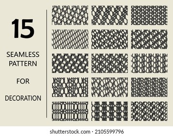 Set of fifteen seamless patterns for decoration.