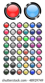 Set of fifty colored web buttons. Vector illustration.