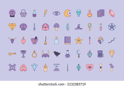 set of fifty magic icons