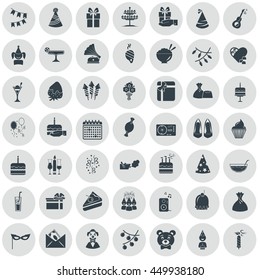 Set of fifty party icons