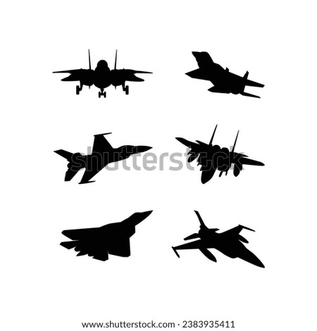 set of fighter jet vector illustration
