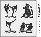 Set of fighting club emblems, labels, badges and icons.