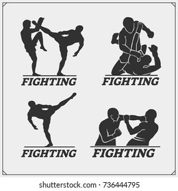 Set of fighting club emblems, labels, badges and icons.