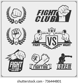 Set of fighting club emblems, labels, badges and design elements.